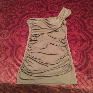 One shoulder strap olive/tan top